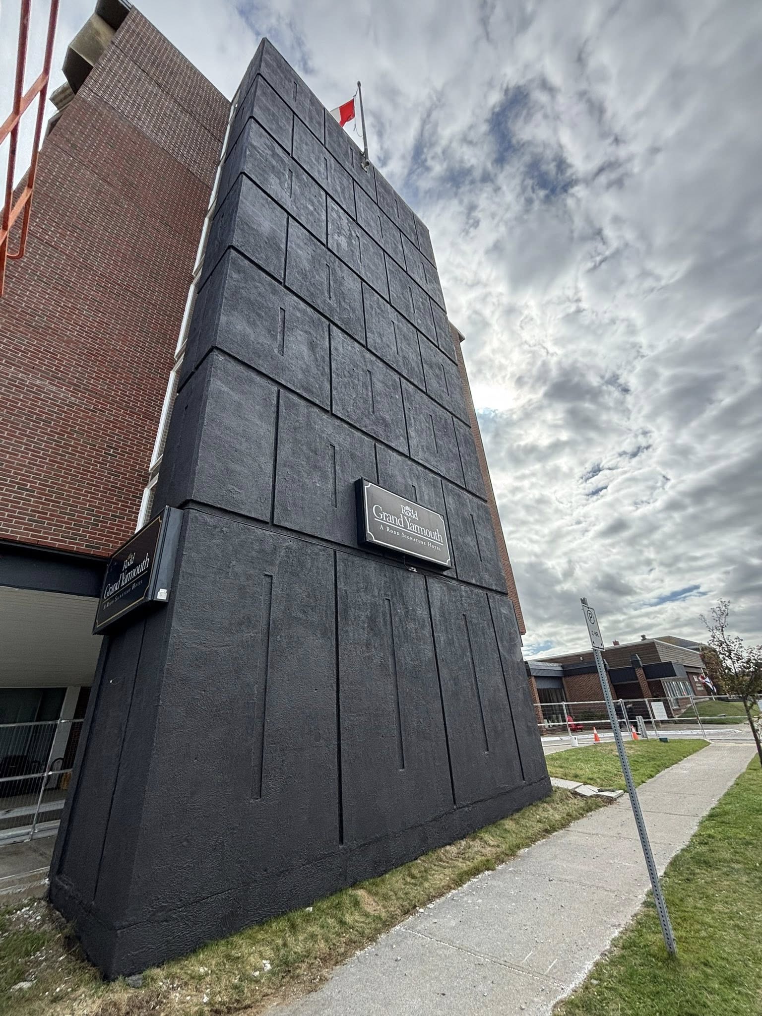 Freshly painted multi-storey hotel tower exterior